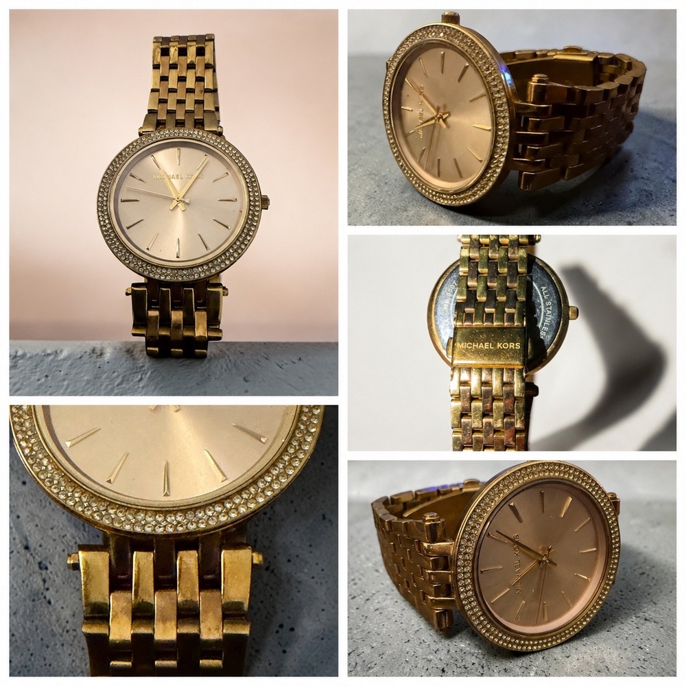 Michael Kors Darci MK3191 Gold Tone Crystal Pave Bezel Ladies Watch‎